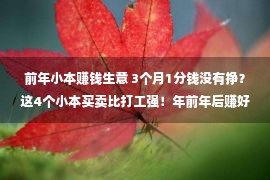 前年小本赚钱生意 3个月1分钱没有挣？这4个小本买卖比打工强！年前年后赚好多少万！