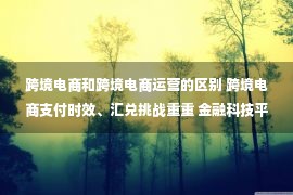 跨境电商和跨境电商运营的区别 跨境电商支付时效、汇兑挑战重重 金融科技平台如何排忧解难