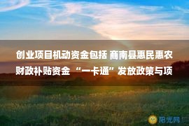 创业项目机动资金包括 商南县惠民惠农财政补贴资金 “一卡通”发放政策与项目清单