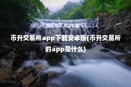 币升交易所app下载安卓版(币升交易所的app是什么)