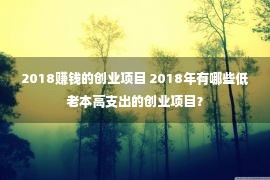 2018赚钱的创业项目 2018年有哪些低老本高支出的创业项目？