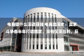 电商做什么活动赚钱 电商血泪史：卖家斗争泰半年打造爆款，没有仅没赢利，反倒亏了没有少