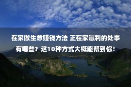 在家做生意赚钱方法 正在家赢利的处事有哪些？这10种方式大概能帮到你！