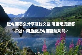 做电商怎么分享赚钱文案 闲鱼无货源怎样做？闲鱼卖货电商能赢利吗？