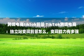 跨境电商tiktok前景 TikTok跨境电商：独立站变现前景怎么，变现能力有多强？