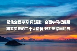 聚焦全面学习 何朝建：全面学习把握贯彻落实党的二十大精神 努力把擘画的宏伟蓝图变为美好现实