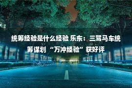 统筹经验是什么经验 乐东：三驾马车统筹谋划 “万冲经验”获好评