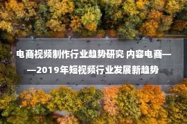 电商视频制作行业趋势研究 内容电商——2019年短视频行业发展新趋势