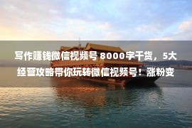 写作赚钱微信视频号 8000字干货，5大经营攻略带你玩转微信视频号！涨粉变现篇（下）